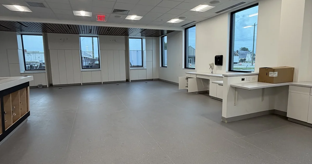 TidalHealth interior room with windows along two walls